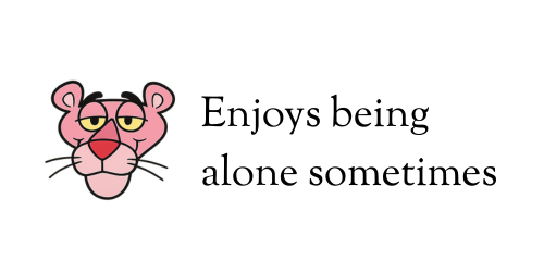 Enjoys being alone sometimes